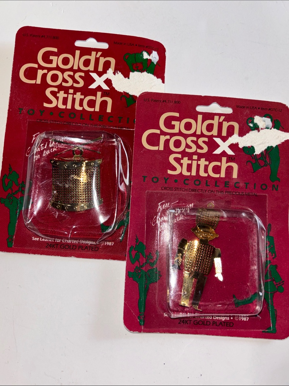 Needleform Gold Cross Stitch Ornament gold plated Toy Drum Gold Cross Stitch Kit